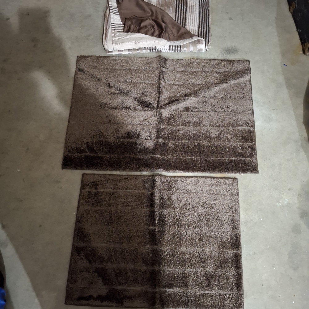 Plush Brown Bath Rugs - Set of 2